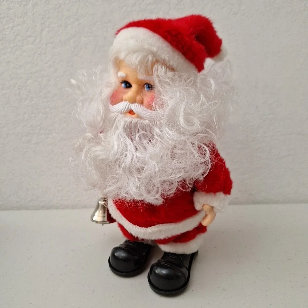 Vintage 10 Inch Christmas Walking Santa Claus Musical Toy Animated Works